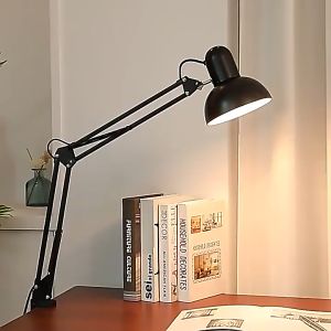 Đèn để bàn học bóng LED chống cận bảo vệ mắt Thân đèn chân kẹp gấp gọn xoay 360 độ Có nút điều chỉnh ánh sáng