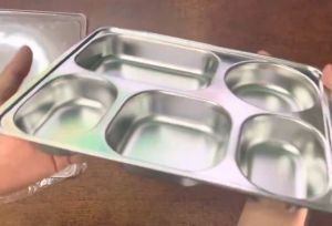 Khay cơm inox đựng thức ăn 5 ngăn đựng đồ ăn có nắp đậy cao cấp