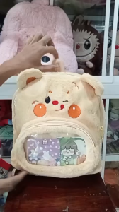 Balo lông gấu kính cho bé