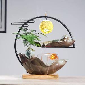 Water Fountain Indoor Feng Shui Water Feature Decorative Items Display Decorative Accessories Water Fountain Indoor Creative Water Fountain  Fish Tank Entrance Decoration