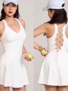 Backless Lace-up Pad Included Sports Dress
