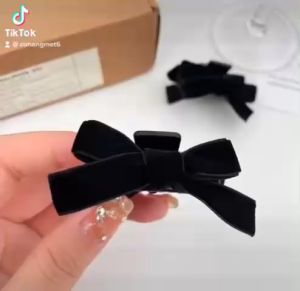 Set 2 chiếc kẹp tóc nơ nhung nhỏ kẹp tóc mái hình nơ tiểu thư nữ tính phong cách Hàn Quốc