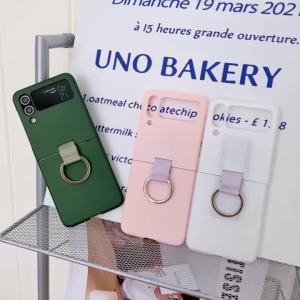 Pure Color Ring Hard PC Phone Case for Samsung Galaxy Z Flip 7 6 5 4 3 Protective Back Cover