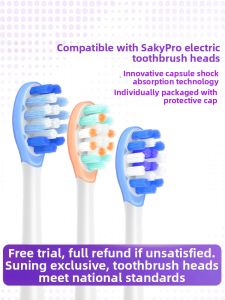 SakyPro Electric Toothbrush Head Compatible T2Pro/T3/G33/G5Pro/T1 Soft Bristle Dental Care Nylon Brush Universal Fit 6 Pack
