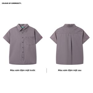 JNXS | Áo Sơ Mi Cổ Lỏng Vintage Cotton Giặt Xù Short Sleeve Cardigan