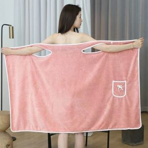 🔥🔥Wearable Bath Towel Absorbent Coral Fleece Sling Bath Skirt Bathrobe Soft Wrap Chest Microfiber Towel for Women Girls