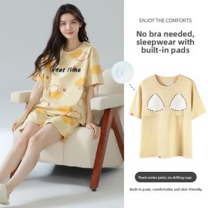 miiow | Pure Cotton Catwoman Sleepwear Womens Integrated Short Sleeve Shorts Home Clothes Summer New Style Sweet Cute Style Design