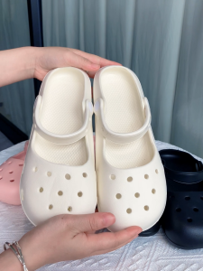 Size 35-40 Womens Fashion Thick Soled Slippers Casual School Student Mary Jane Clogs Shoes Breathable 2-Way Anti-Slip Beach Sandals