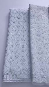 White African Swiss Voile Lace Fabric 5 Yards Nigerian Dry Cotton Lace Fabric with Stones 2026 High Quality for Women Dress Sew