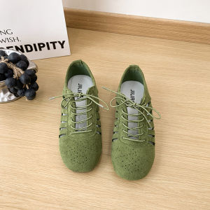 DINGMUYI | Lace Hollow Retro French Flat Shoes