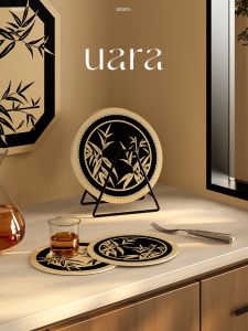 UARA round Mat for Cups And Plates Water Absorbent Heat Insulation Pad Chinese Style Dining Table Mat Home Office Use