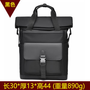 Mens Oxford Cloth Multi-Functional Double Shoulder Bag Waterproof Computer Bag Commuter Backpack Casual Handheld Vertical Square
