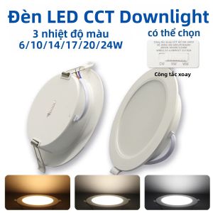 2 Chiếc Đèn LED Âm Trần Tròn 10W 20W Công Tắc Xoay 3 Chế Độ Màu (3000K 4000K 6500K) 100-240V Chiếu Sáng Trong Nhà