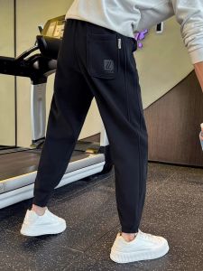 Thickened Fleece Mens Casual Pants Spring Autumn Winter New Style Cuffed Sports Mens Trousers American Slim Fit Leisure Pants