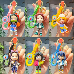 YF Demon Slayer Figure Dolls Keychain Gift For Kids Backpack Pendant Tanjirou Nezuko Zenitsu Inosuke Shinobu Toys FY