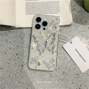 เคสโทรศัพท์ลายผีเสื้อขอบดำสไตล์เกาหลีและญี่ปุ่นสำหรับผู้หญิง ป้องกันการตกหล่นแบบเต็มจอ ลายผีเสื้อ ลายดอกไม้ ลายสัตว์ ลายการ์ตูน