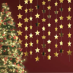 4M Pack Eid Mubarak Festive Golden Paper Stars Glittering Ramadan Party Decorations No Feathers No Electricity Required