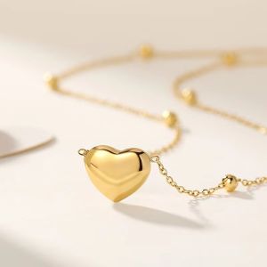 สร้อยคอไททาเนียมรูปหัวใจสำหรับผู้หญิง โซ่คอรูปกลมแบบน้ำหนักเบา ดีไซน์หรูหรา โซ่คอแบบเกาหลี โซ่คอแบบน้ำหนักเบา