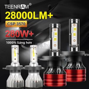280W CSP Chip H7 LED Bóng Đèn Pha 28000LM 6000K Trắng Siêu Sáng Cho H1 H4 H11 H13 9005 HB3 Đèn Sương Mù Đa Năng Tự Động Đèn Pha