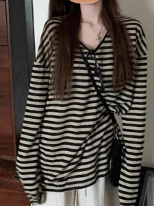 Retro Stripe Sun Protection Casual Long Sleeve Tshirt