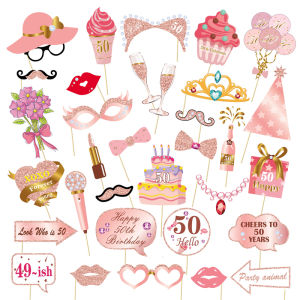 1set Pink 13 16 18 30 40 50 60 Photo Booth Props Adult Birthday Party Decoration Birthday Photo Props Birthday Supplies