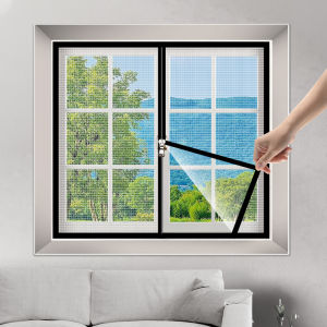 Mosquito Proof Zipper Screen Window Self Installing Non Perforated Mesh with Multiple sizesThin Mesh Invisible Gla Curtains