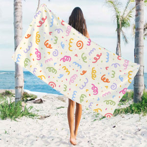 Color Confetti Print Quick Drying Microfiber Beach Towel Lightweight for Swimming Camping Yoga - Bath Towel