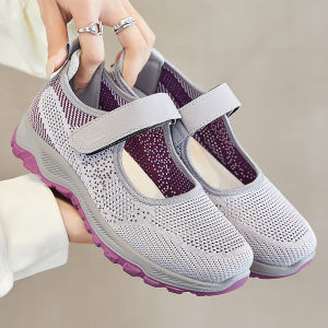 Slip On Leisure Rubber Shoes For Women Low Cut Comfortable Velcro Walking Shoes Breathable Doll Shoe