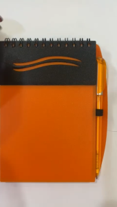 B13 Size SEMINAR HANDY NOTEBOOK with PEN - Black ink (O BIND RING) with Protective PP COVER - 80pcs Plain Paper Notepads