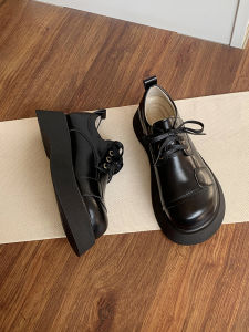 British Style Knot Front Flats Womens Retro Loafers Thick Bottom Heightening College Style Shoes Casual round Toe Loafers