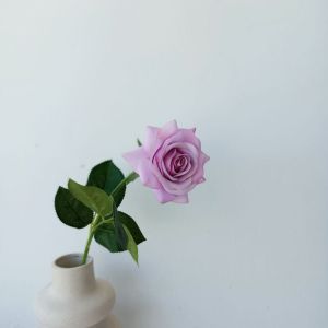 Lifelike Single Head Small Rose Purple Home Wedding Decoration Flowers Artificial Silk Flower Bouquet for Room Decor