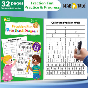 BEAR TALE Fraction Fun Practice & Progress Copybook Learning Book for Kids Early EducationBEAR TALE 32 Pages