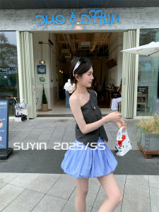 SUYIN Korean Style Chic Shoulder Angle Suit Vest And Skirt Set Spring Summer Plaid Bloom Half Skirt Suit Original Design Ladies Vest