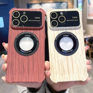 💗เคสมือถืออินเทอร์เน็ตลายคนดัง + มีในสต็อก + เคสมือถือแม่เหล็กกรอบลายเนื้อไม้ไม้เคสสำหรับ Apple iPhone 15 14 12 13 11 Pro Max สี่มุมป้องกันโทรศัพท์ตก