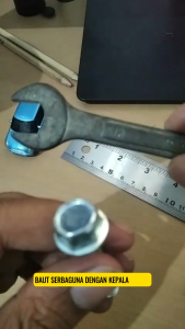 BAUT FLANGE M8 X 40 MM ORIGINAL – FLANGE BOLT 8X40 DRAT KASAR PUTIH GALVANIS KUNCI 12 Isi 5 Pcs