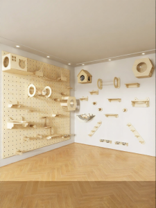BEIQIVI | Space-saving Wall-mounted Cat Climbing Frame Real Wood
