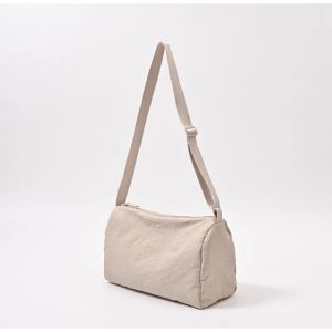 IN1836# Crinkled Soft Cloth Women Sling Bag Canvas Shoulder Bag Large Capacity Simple Handbag Messenger