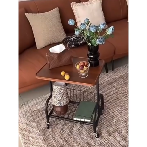 โต๊ะชา มีล้อ ชั้นวางของรถเข็น รถเข็นเก็บของ โต๊ะข้างโซฟา ทำด้วยไม้ โต๊ะข้างเตียง Side Table coffee table