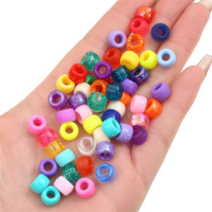 100pcs 9X6mm Big Hole Beads Bucket Beads Acrylic Loose Spacer Bead For DIY Handmade Bracelet Necklace Jewelry Making Accessories