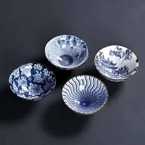 Japanese Blue and White Porcelain Hand-painted Customizable Cup