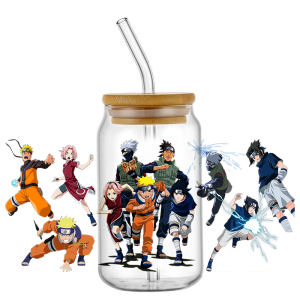 Bandai | Hotsale Classic Naruto Popular Anime 16oz UV DTF 3D Transfer Cartoon Sticker Wrap Decals For Glass Can Cup Craft DIY Creative
