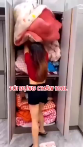 Túi đựng đồ 100L có khóa kéo túi đựng chăn màn quần áo cỡ lớn chống bụi tiện lợi