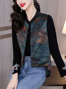 Double-Sided Chinese Style Embroidered Floral Vest Womens Sleeveless Top Spring Autumn New Fashion Moms National Style