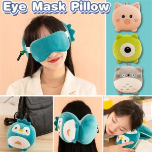 2 In 1 Eye Mask Neck Pillow Plush Travel Pillow With Eye Sleep Mask Portable Office Rest Neck Pillow