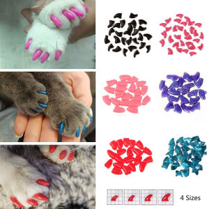 20pcs Cat Nail Caps Pet Cat Soft Paws Nail Protector Cover With Free Adhesive Glue for Kitten Grooming