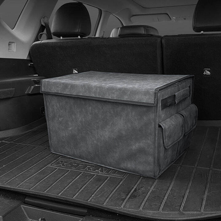 For Audi Storage Box with Lid，Luxury Alcantara Storage Box Car Trunk Organizer For Audi A3 A4 A6 Q2 Q3 Q5 Q7 Universal