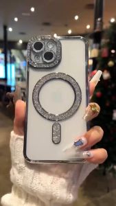 Premium Shiny Magnetic Ponsel iphone casing Untuk iPhone 15 12 13 14 Pro Max i11 Mewah Pelindung Kamera Glitter Silikon Soft Casing