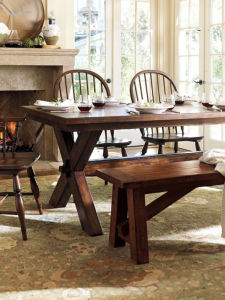 American Style Long Rectangle Solid Oak Wood Dining Table with Drawers Traditional Joinery Country Style Dining Table