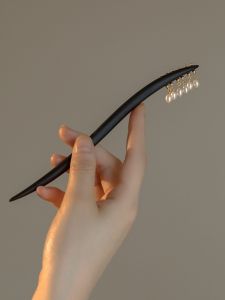 Elegant Natural Pearl Black Ebony Hairpin Traditional Chinese Style Hair Accessories Oriental Aesthetic Original Design
