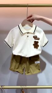 Setelan Baju Polo Anak Import / Baju Polo Motif Bear Anak / Baju Anak Laki-Laki Import